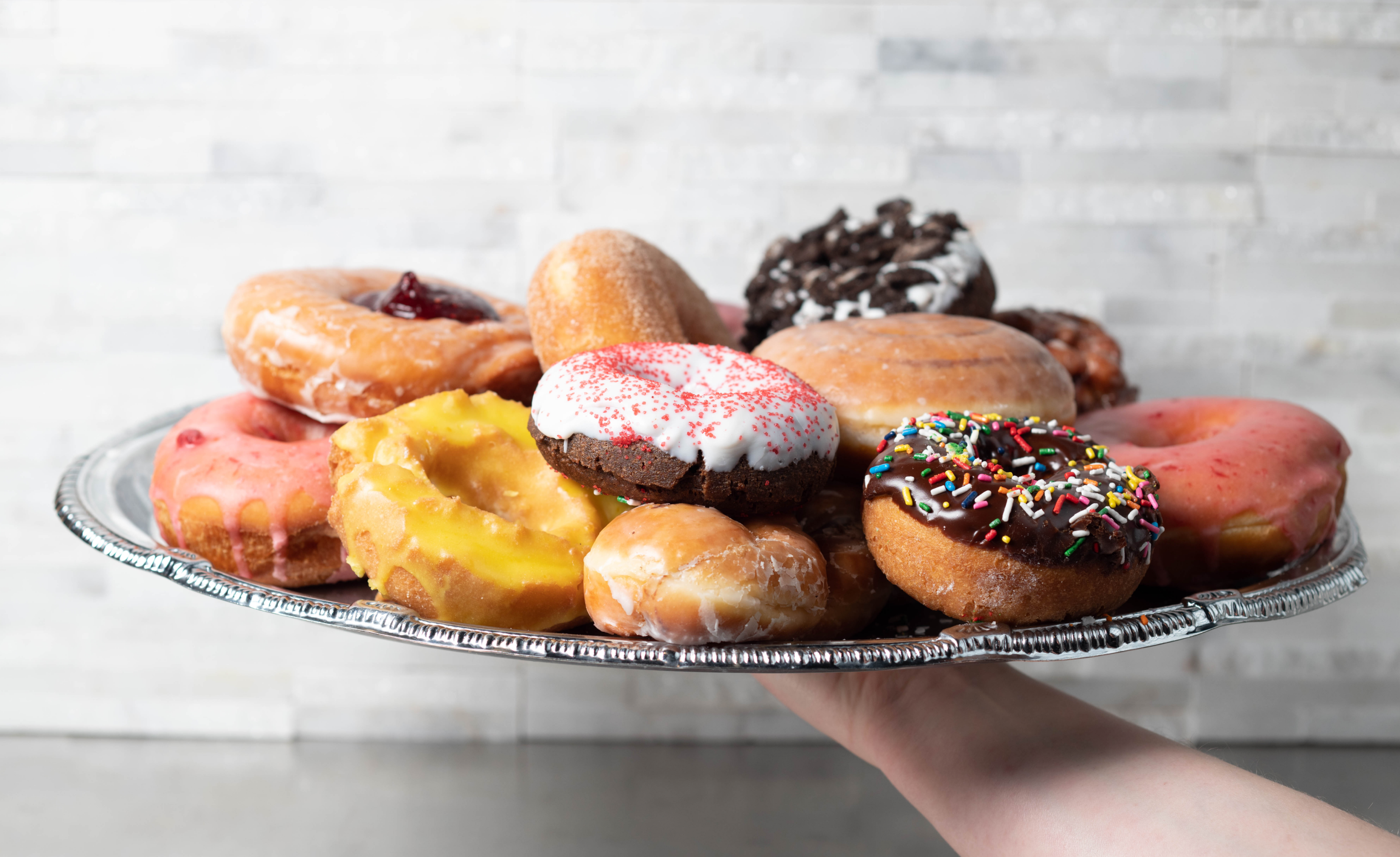 Platter of Top Pot doughnuts